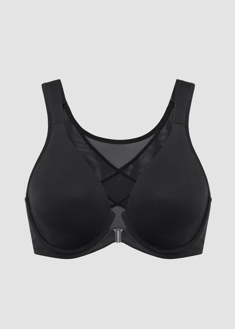 Front Closure Underwire Unlined Back Support Plunge Bra
