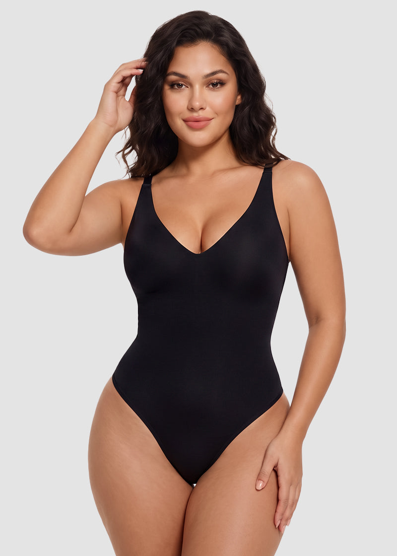Deep V Sculpting Thong Bodysuit