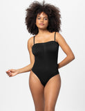 LilyLove® Bandeau Square Neck Wrap Bodysuit-Removable shoulder strap