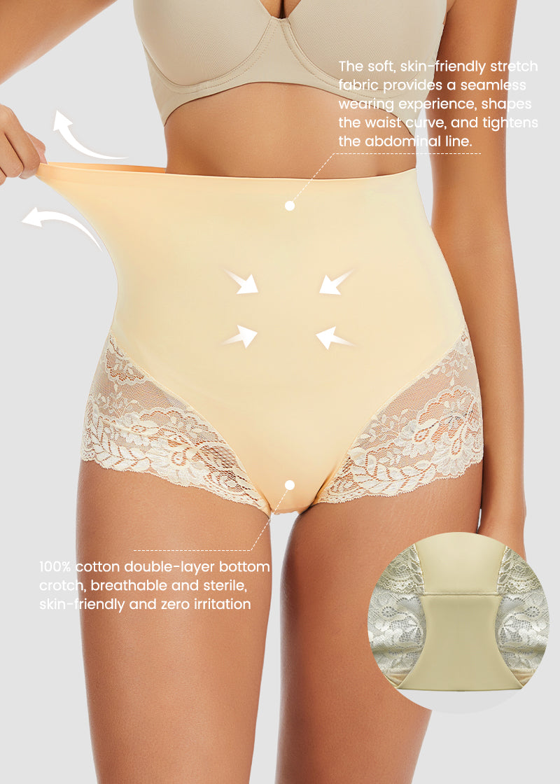 Smooth High-Waisted Sheer Lace Sculpting Brief (4 Pack)
