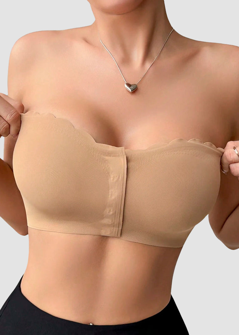 Comfortable Breathable Scallop Trim Hook & Eye Front Bralette