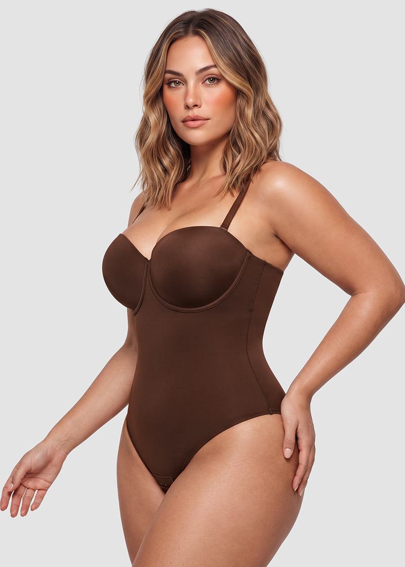 Lace-Up Back Tummy Control Bodysuit