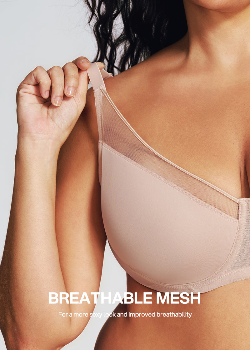 Unlined Mesh Panel Minimizer Bra