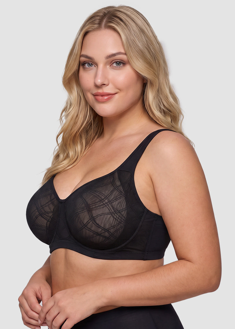 Ultra-Lightweight Full Coverage Cup Jacquard Mesh Comfort Bra