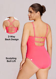 Sculpting Ruched Cross-Front One-Piece Swimsuit
