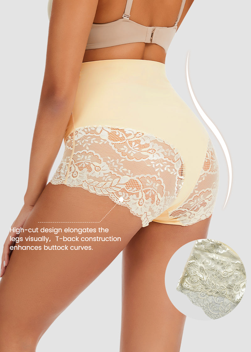 Smooth High-Waisted Sheer Lace Sculpting Brief (4 Pack)