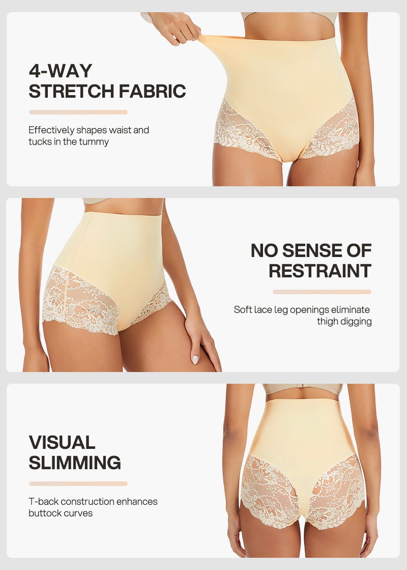 Smooth High-Waisted Sheer Lace Sculpting Brief (4 Pack)