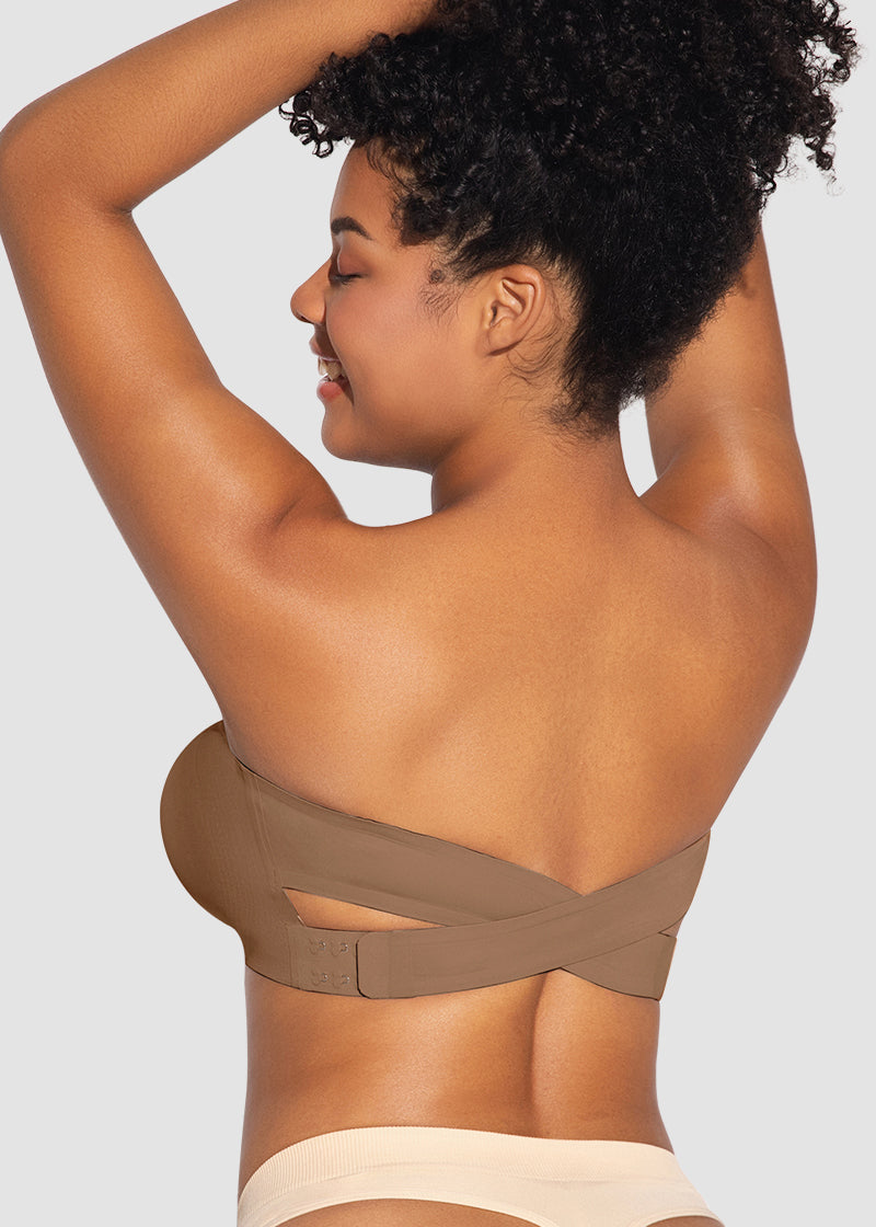 Non-Slip Crossover Side Hook Bandeau Bra