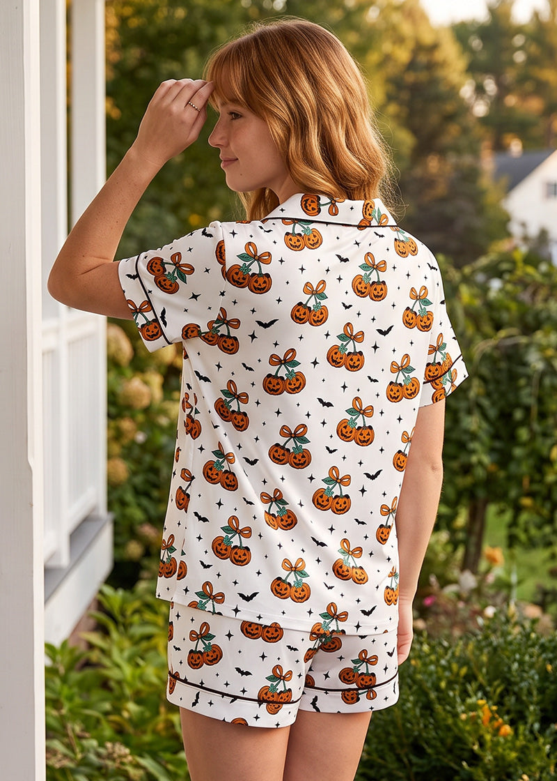 Cute Halloween Cartoon Print 2-Piece Pajama Set