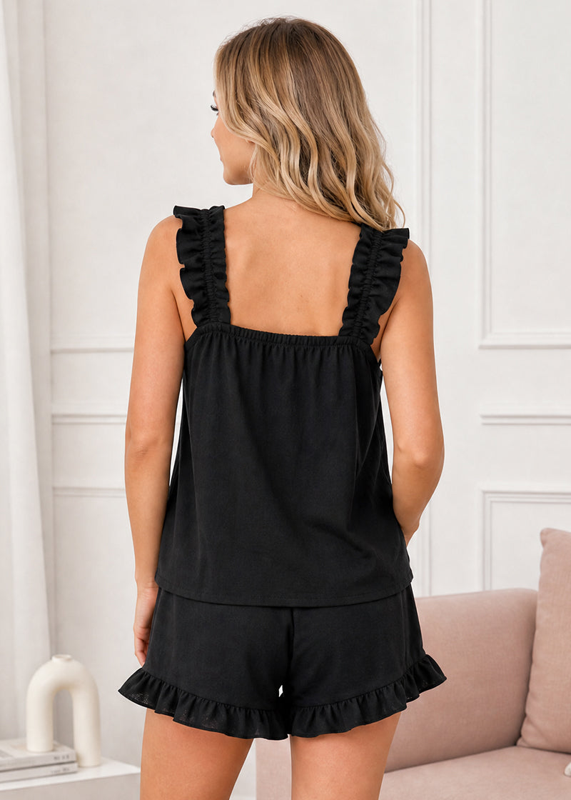 Soft Ruffle Tank Top & Shorts Pajama Set