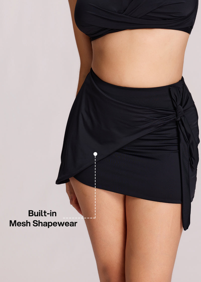 Side-Tie Shaping Mini Wrap Skirt