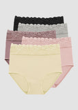Lace Trim Cotton Hipster Panties (5 Pack)