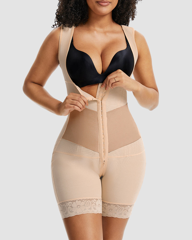 PowerMesh Double-Layer Open Bust Full Body Shaper