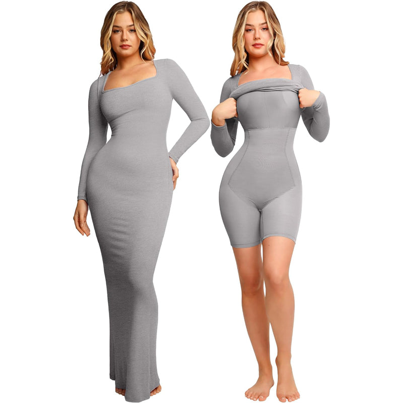 LilyLove® 2 in 1 360° Built-in Curvy Slim Tummy Compression Slimming Long Sleeve Shaper Dress