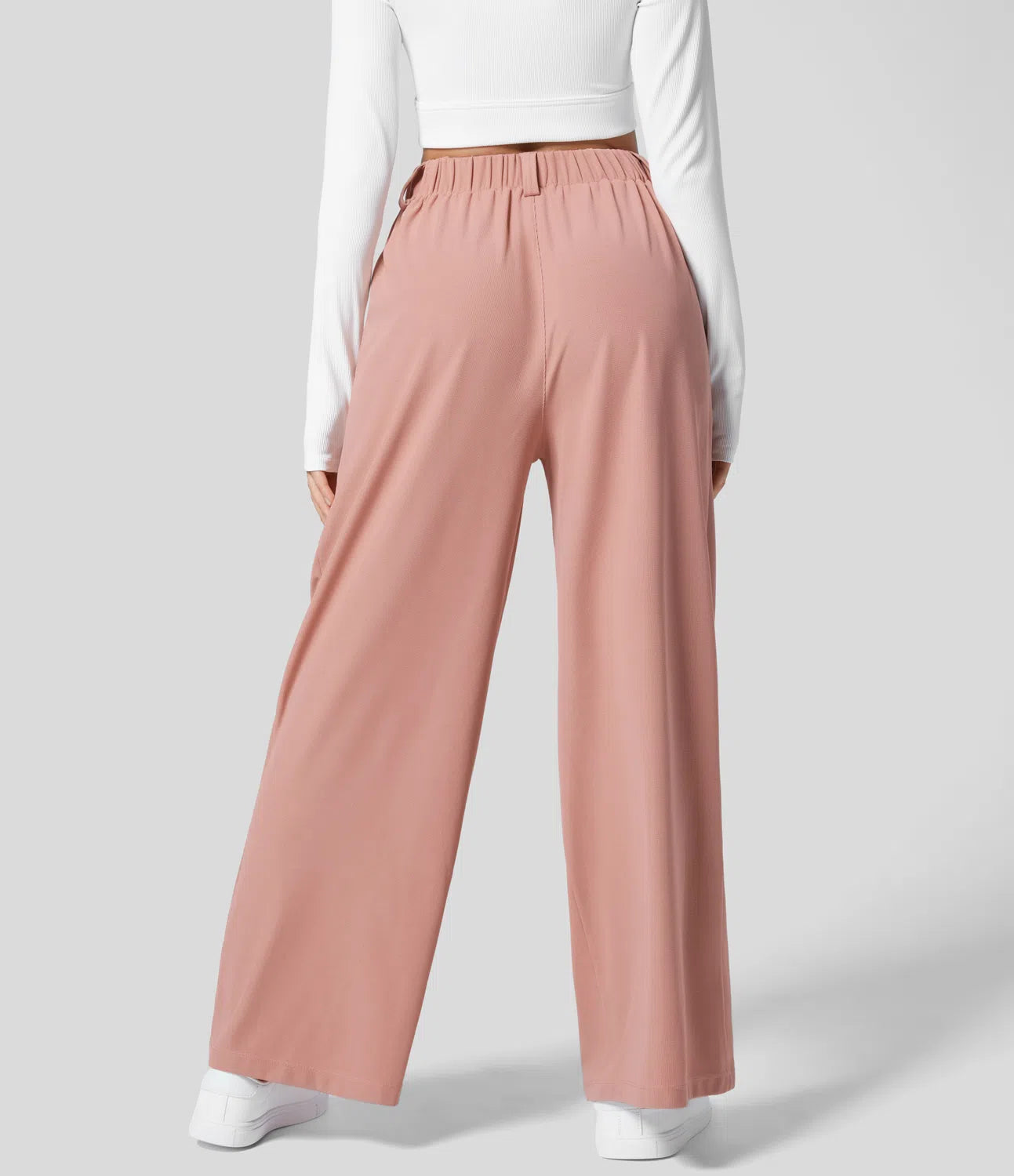 LilyLove® High Waisted Plicated Wide Leg Waffle Work Pants