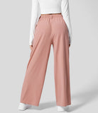 LilyLove® High Waisted Plicated Wide Leg Waffle Work Pants