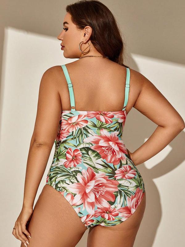 LilyLove® Plus Size Tropical Print Swimsuit One Piece  Boho Bathing Suit