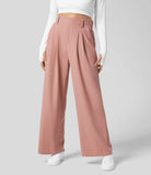 LilyLove® High Waisted Plicated Wide Leg Waffle Work Pants