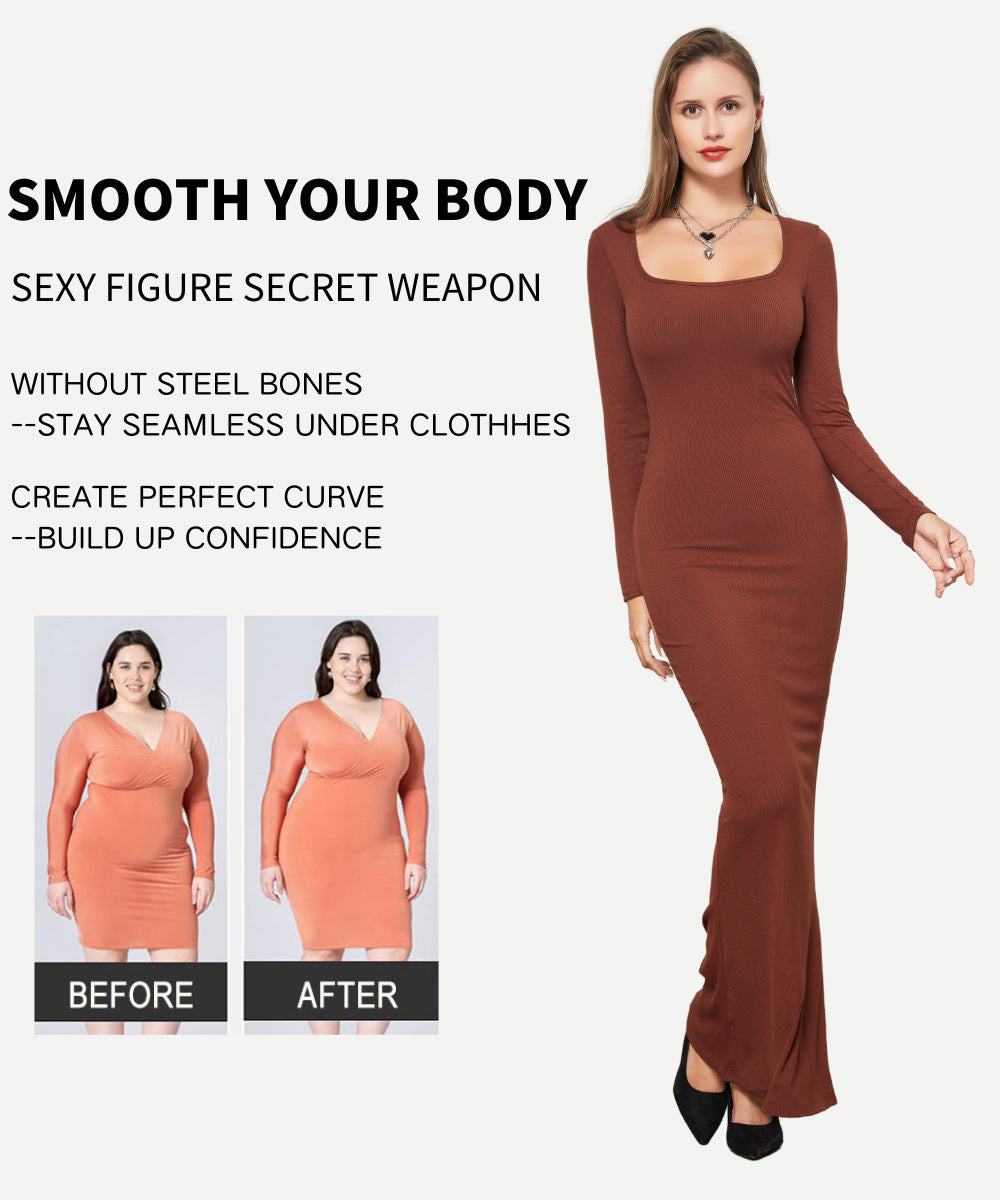 LilyLove® 2 in 1 360° Built-in Curvy Slim Tummy Compression Slimming Long Sleeve Shaper Dress