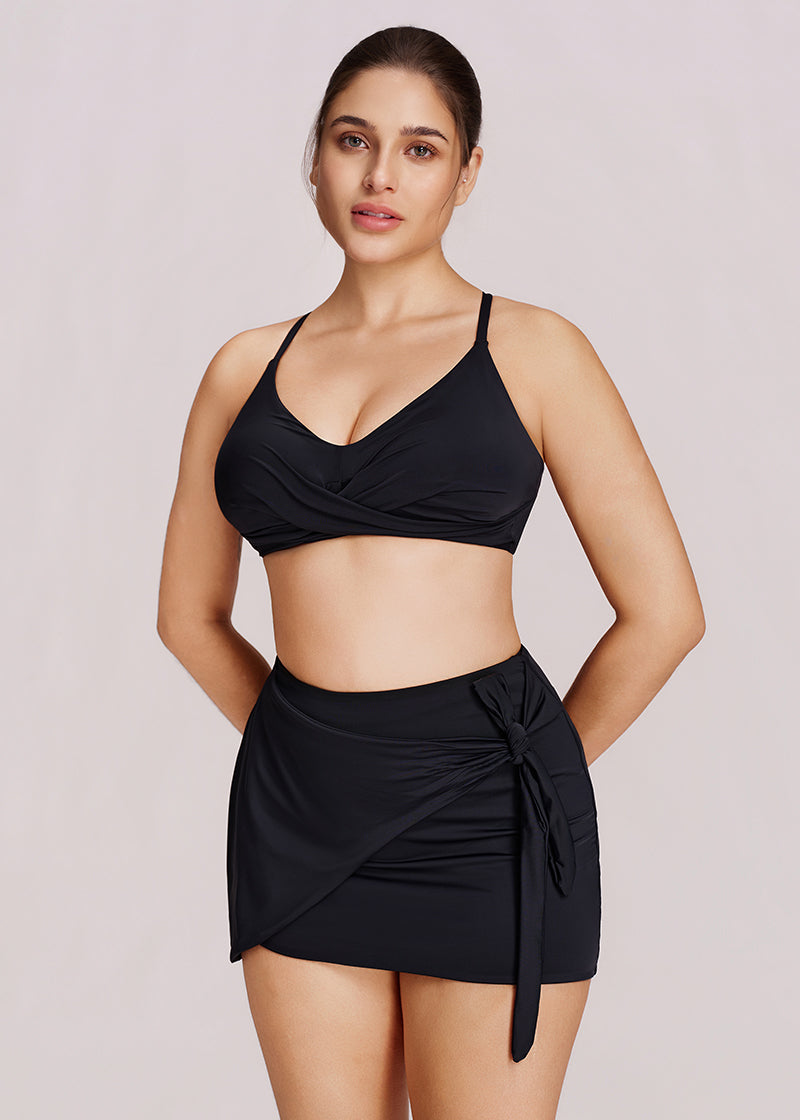 Side-Tie Shaping Mini Wrap Skirt