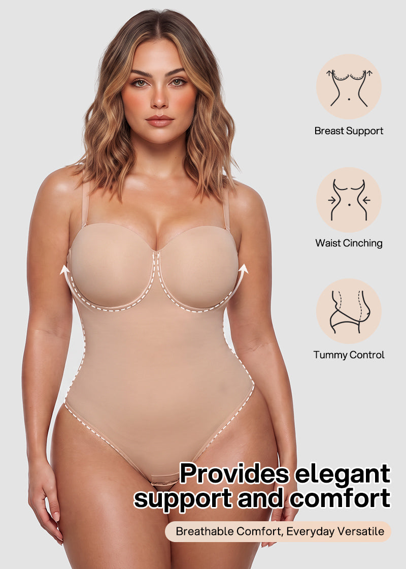 Lace-Up Back Tummy Control Bodysuit