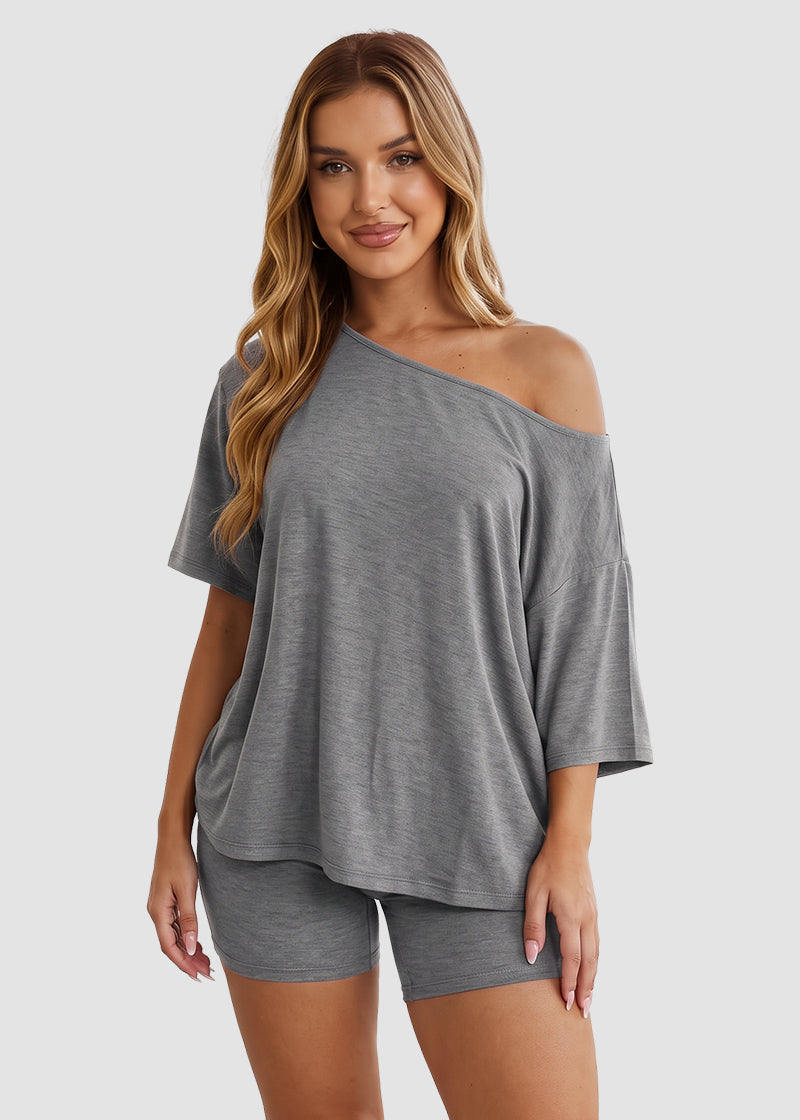 Casual Off-Shoulder Two-Piece Loungewear