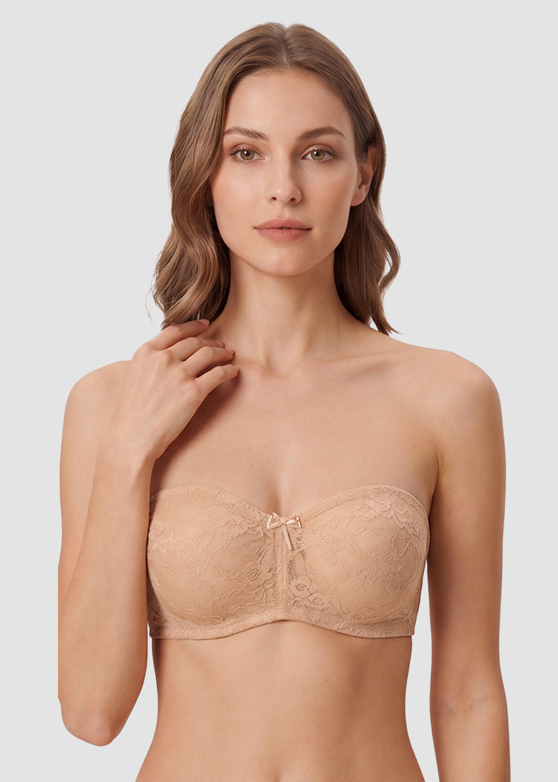 Stay-Put Strapless Lace Push Up Bra