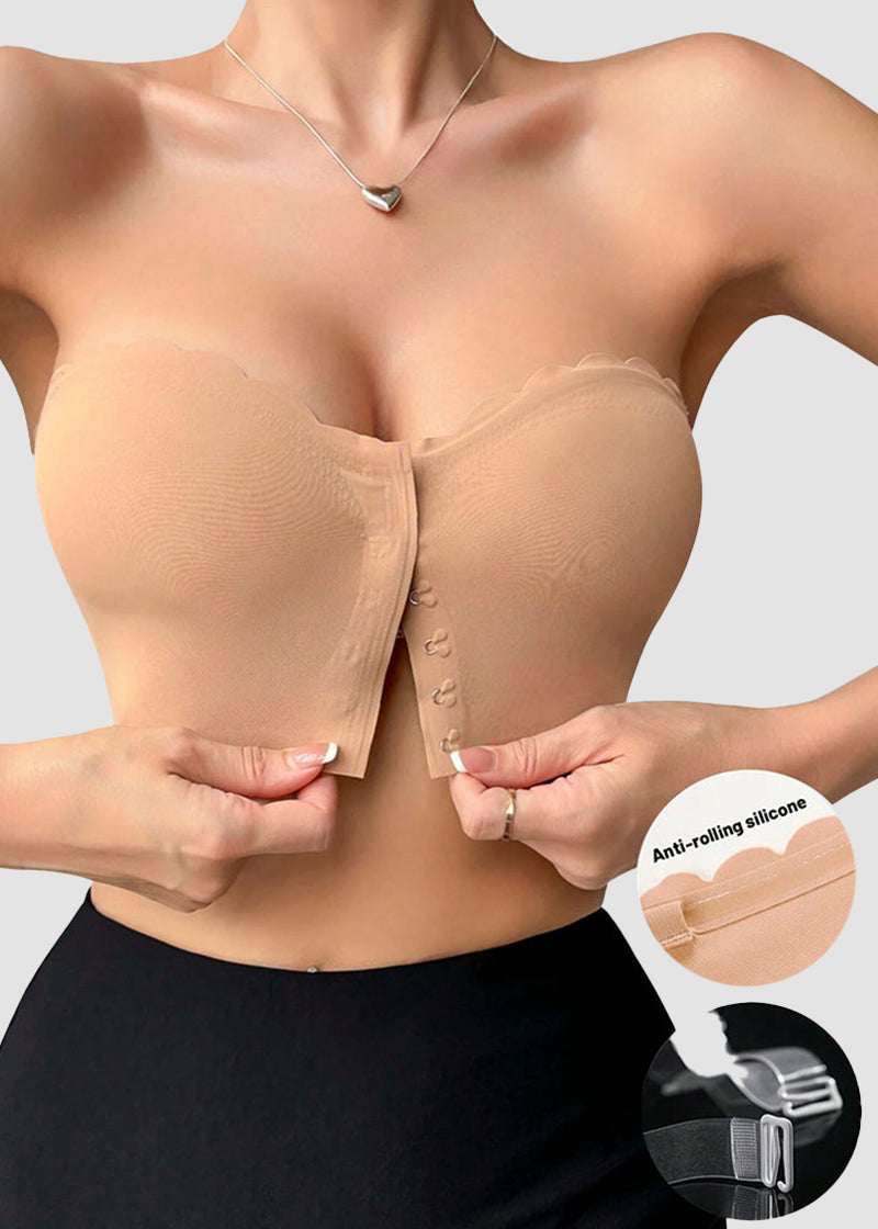 Comfortable Breathable Scallop Trim Hook & Eye Front Bralette