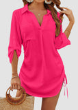 Coverup Drawstring Beach Dress Shirt