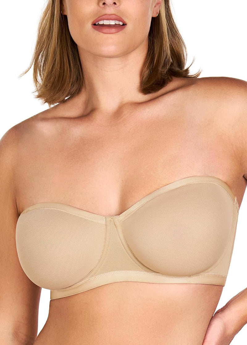 Strapless Mesh Balconette Underwire Bra