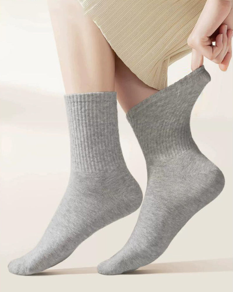 Ribbed Knit Cotton Crew Socks