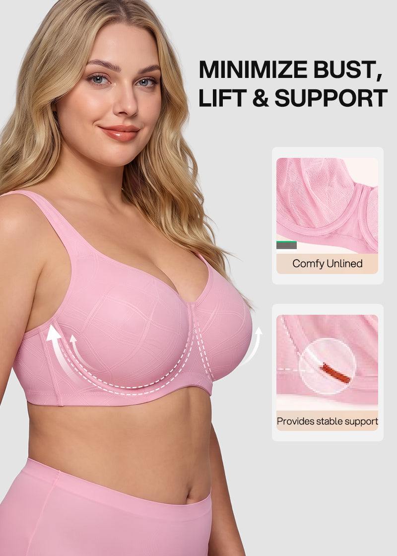 Ultra-Lightweight Full Coverage Cup Jacquard Mesh Comfort Bra