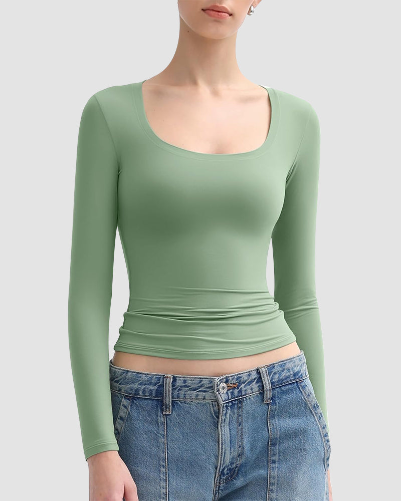 Square Neck Slimming Basic Top