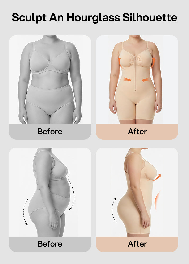 Seamless Tummy Control Zipper Bodysuit