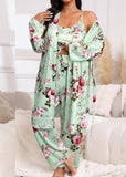 Comfy 3-Piece Pajama Set – Robe, Camisole & Long Pants
