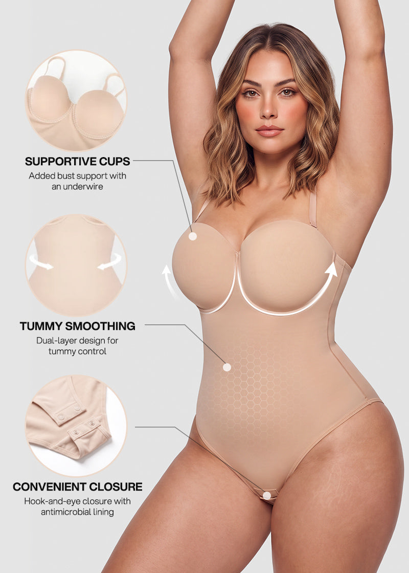 Lace-Up Back Tummy Control Bodysuit