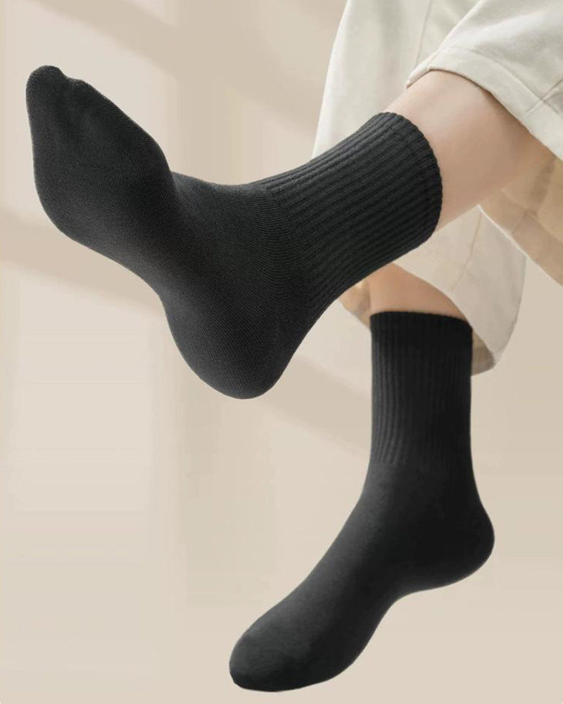 Ribbed Knit Cotton Crew Socks