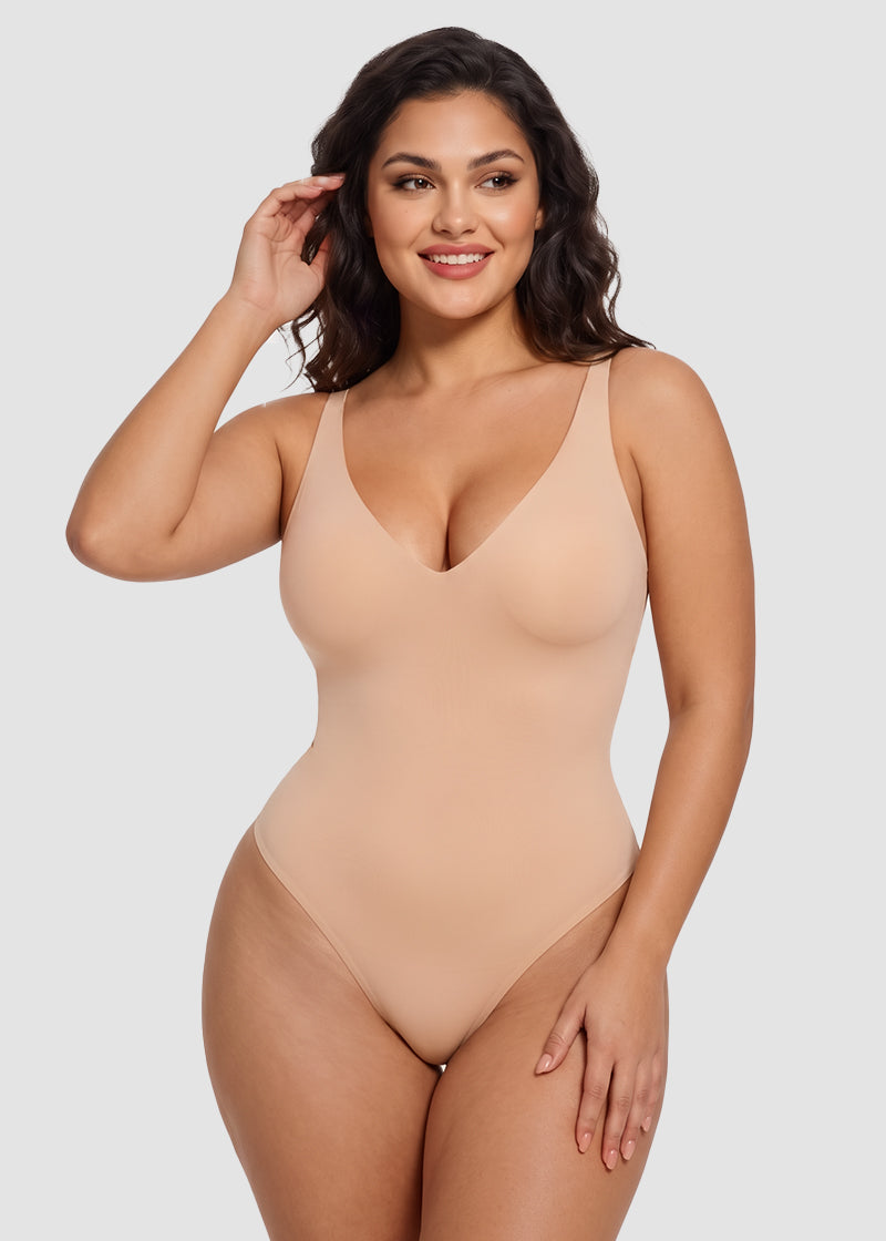 Deep V Sculpting Thong Bodysuit