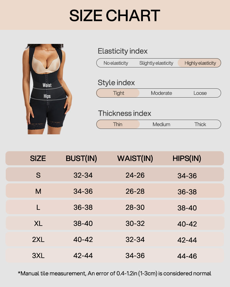 PowerMesh Double-Layer Open Bust Full Body Shaper