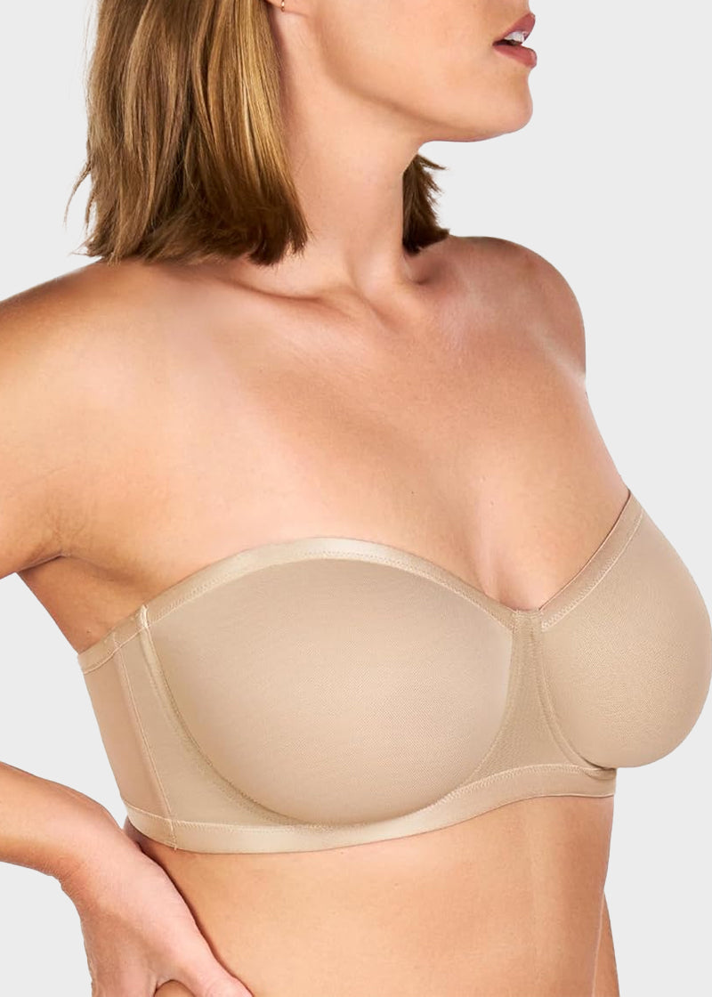 Strapless Mesh Balconette Underwire Bra