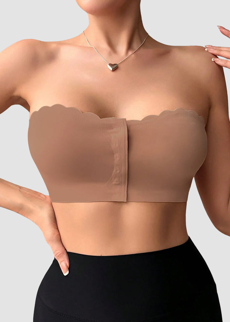 Comfortable Breathable Scallop Trim Hook & Eye Front Bralette