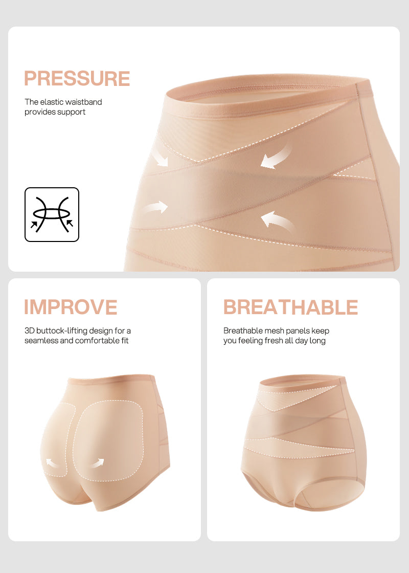 Plus-Size High-Waist Cross Tummy Control Panties (5 Pack)