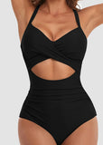 Tummy Control Cut Out Back Tie One Piece Swimsuit