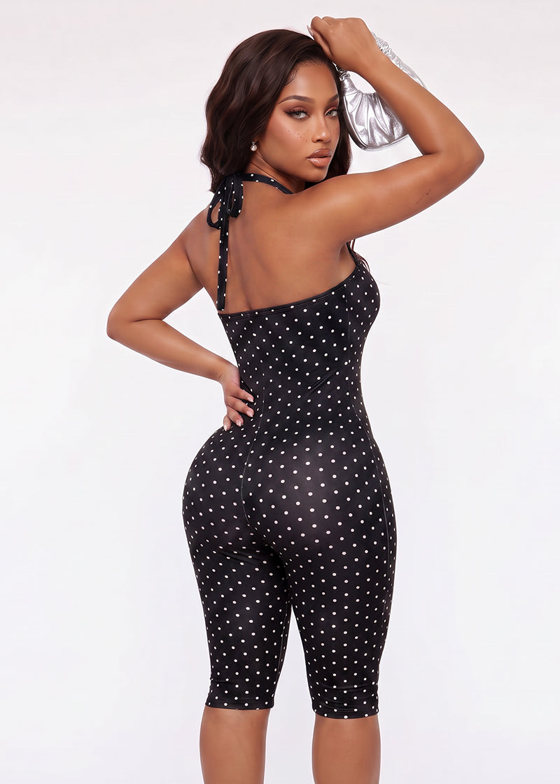 Women's Polka Dot Halter Bodycon Elegant Retro Jumpsuit