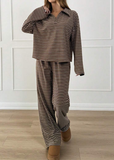 Women’s Striped V-Neck Top & Pants 2-Piece Set