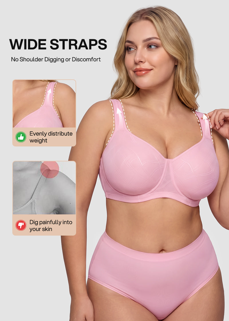 Ultra-Lightweight Full Coverage Cup Jacquard Mesh Comfort Bra