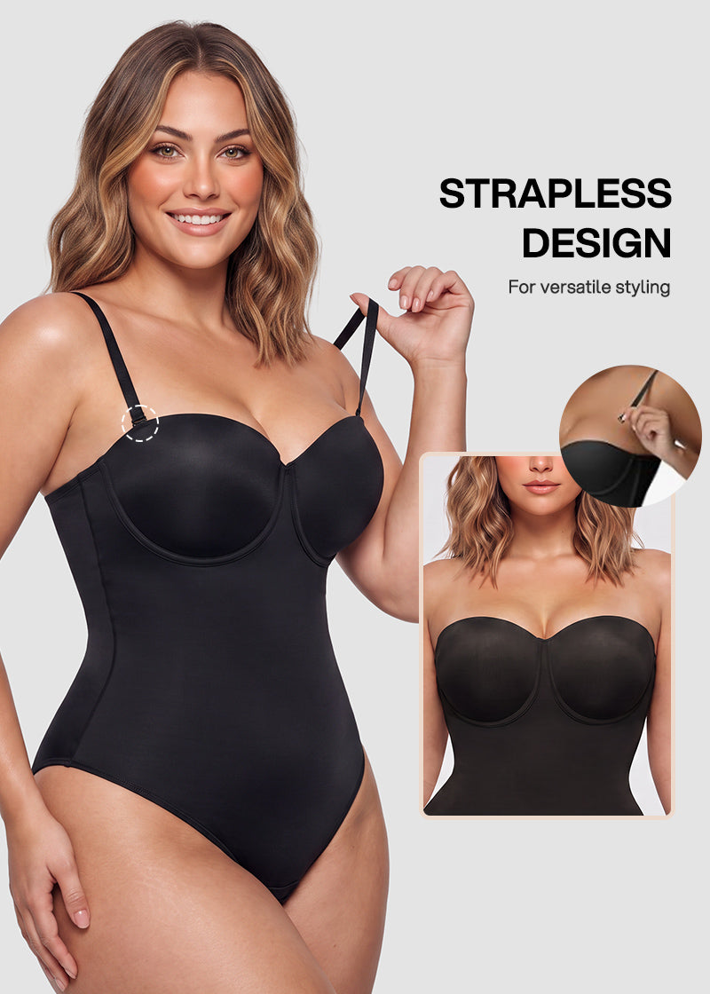 Lace-Up Back Tummy Control Bodysuit