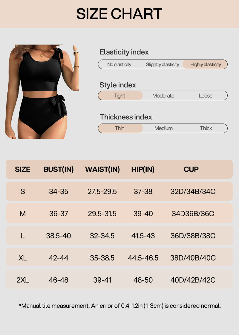 Double Tie High Waist Tummy Control Bikini Set