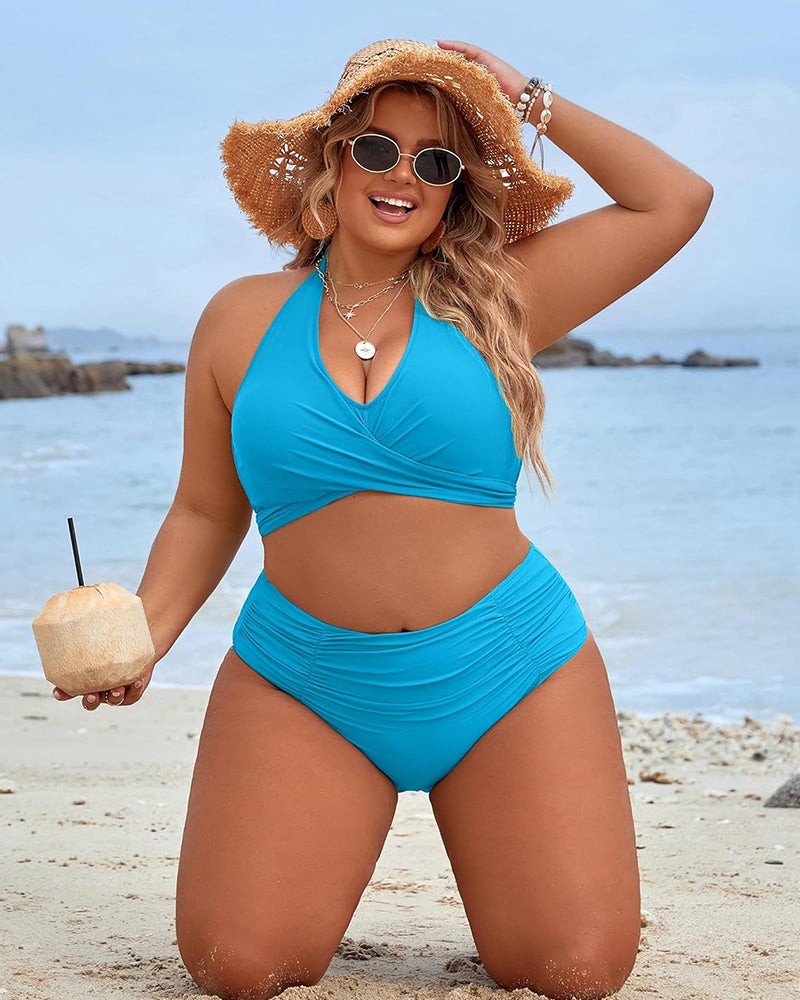 Tummy Control Bathing Suits Modest High Waisted Bikini Sets