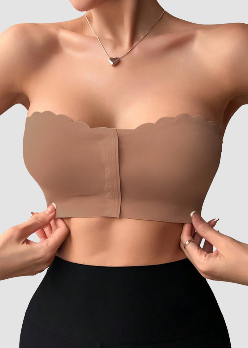 Comfortable Breathable Scallop Trim Hook & Eye Front Bralette